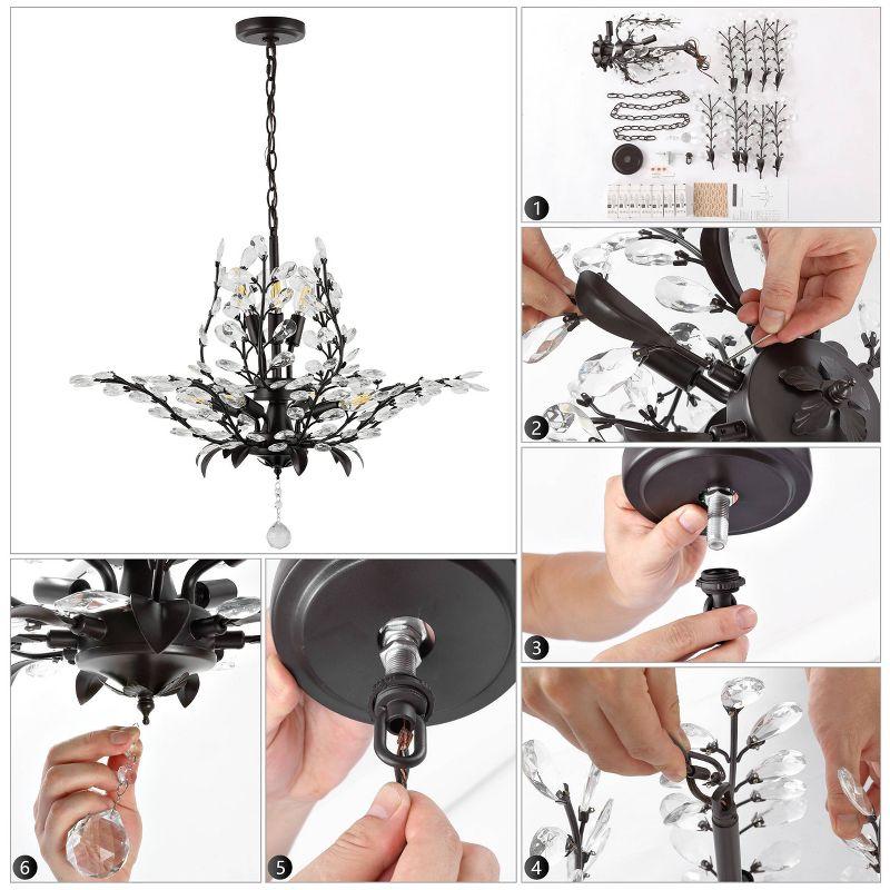 28.5" 7-Light Diantha Contemporary Bohemian Iron/Acrylic LED Pendant Oil Rubbed Bronze/Clear - JONATHAN Y: ETL Listed, Adjustable Height
