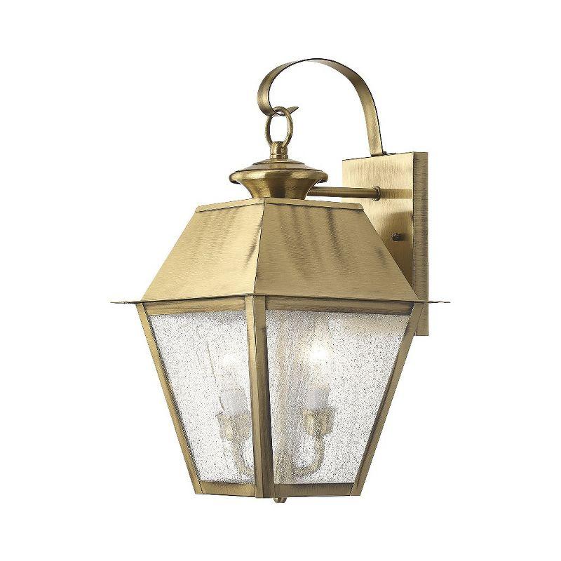 Antique Brass Seeded Glass 2-Light Outdoor Wall Lantern