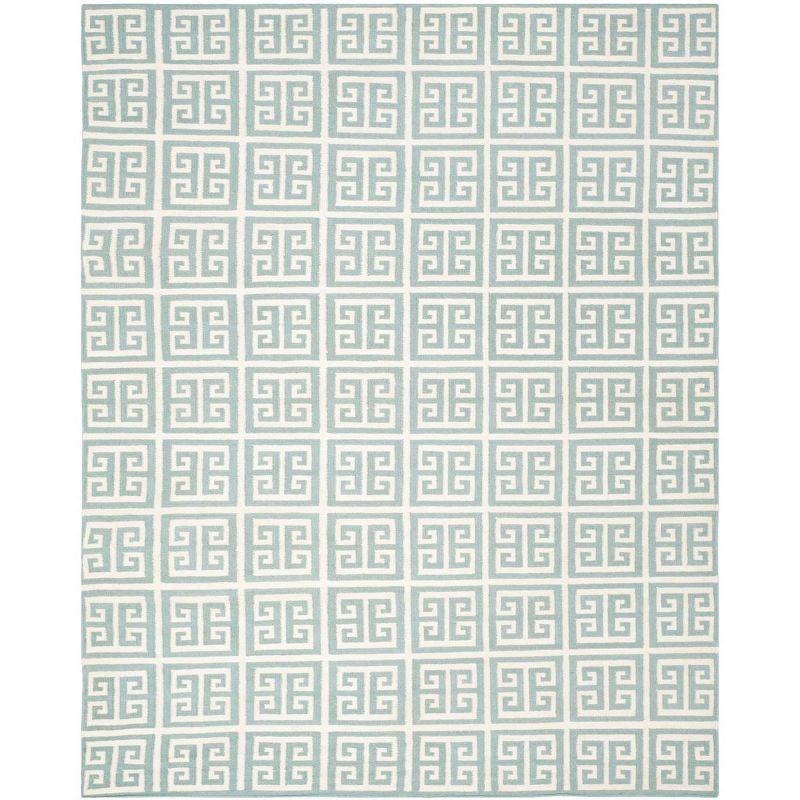 Ivory Geometric Wool-Viscose Blend Handmade Area Rug, 8' x 10'