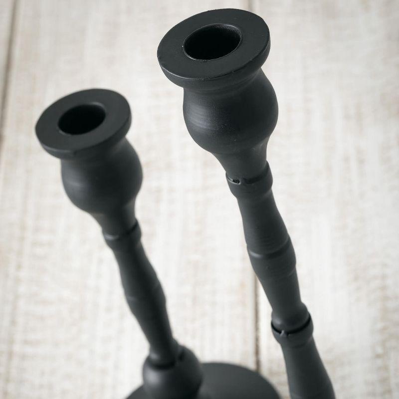 Sullivans Set Of 2 Iron Taper Candle Holders 12.5"H & 15.25"H Black