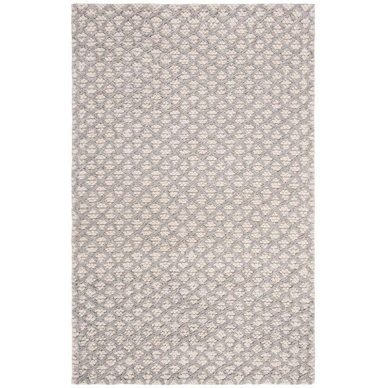 Ivory Mosaic Textured 59" Hand-Tufted Wool-Blend Area Rug