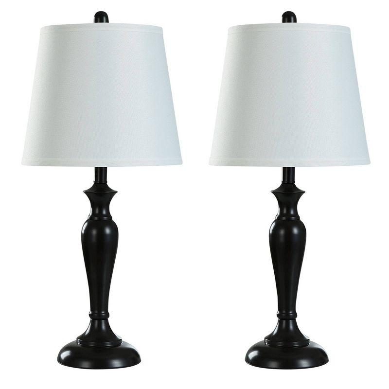 Elegant Oiled Bronze 3-Lamp Set with White Hardback Shades