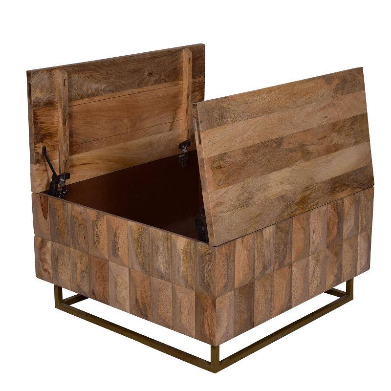 The Urban Port 33" Lift Top Storage Trunk Coffee Table Square Mango Wood Natural Brown