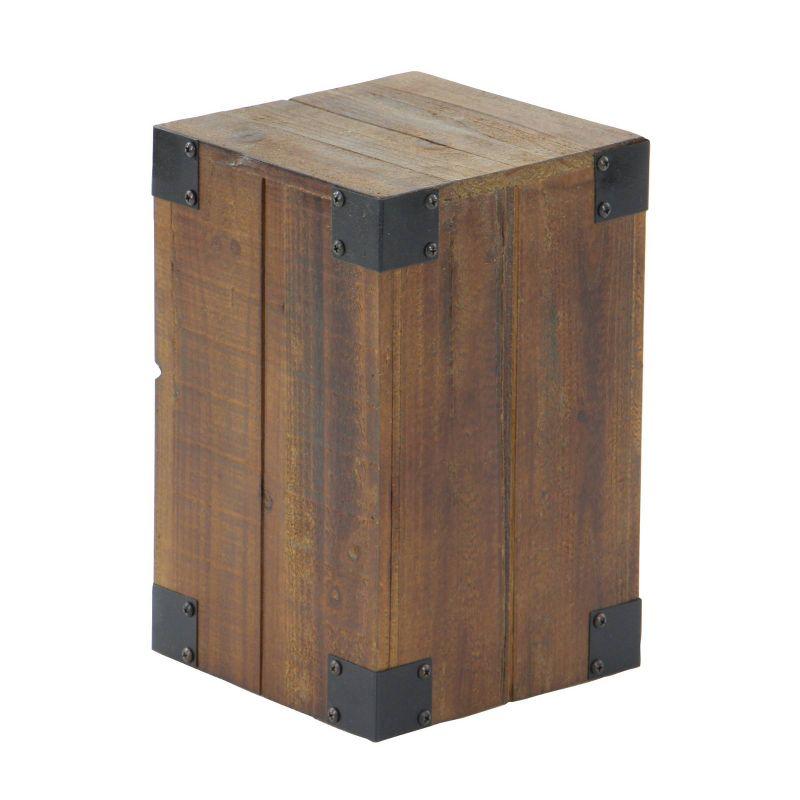 Set of 5 Farmhouse Wood Pedestal Tables Brown - Olivia & May: Indoor Accent Furniture, No Assembly Required