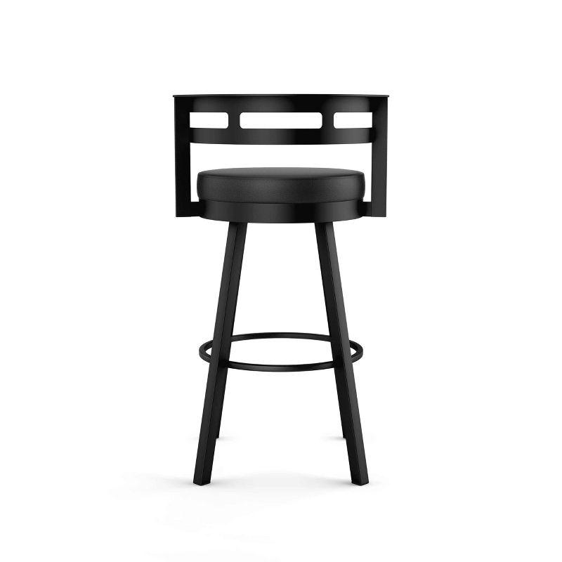 Amisco Render Upholstered Counter Height Barstool Black: Faux Leather, Steel Frame, 26" Seat