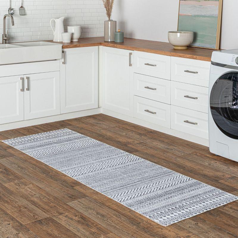 Nuloom Kira Pet Friendly Machine Washable Geometric Area Rug, Runner 2' 6" x 8', Grey