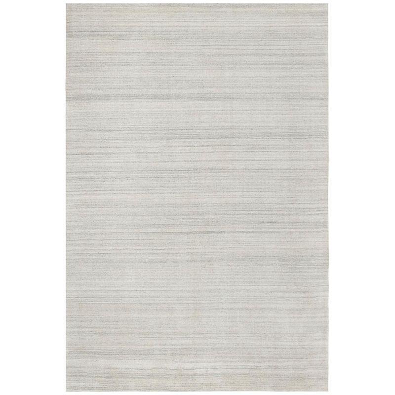 Elegant Ivory Hand-Knotted Wool & Viscose 6' x 9' Area Rug