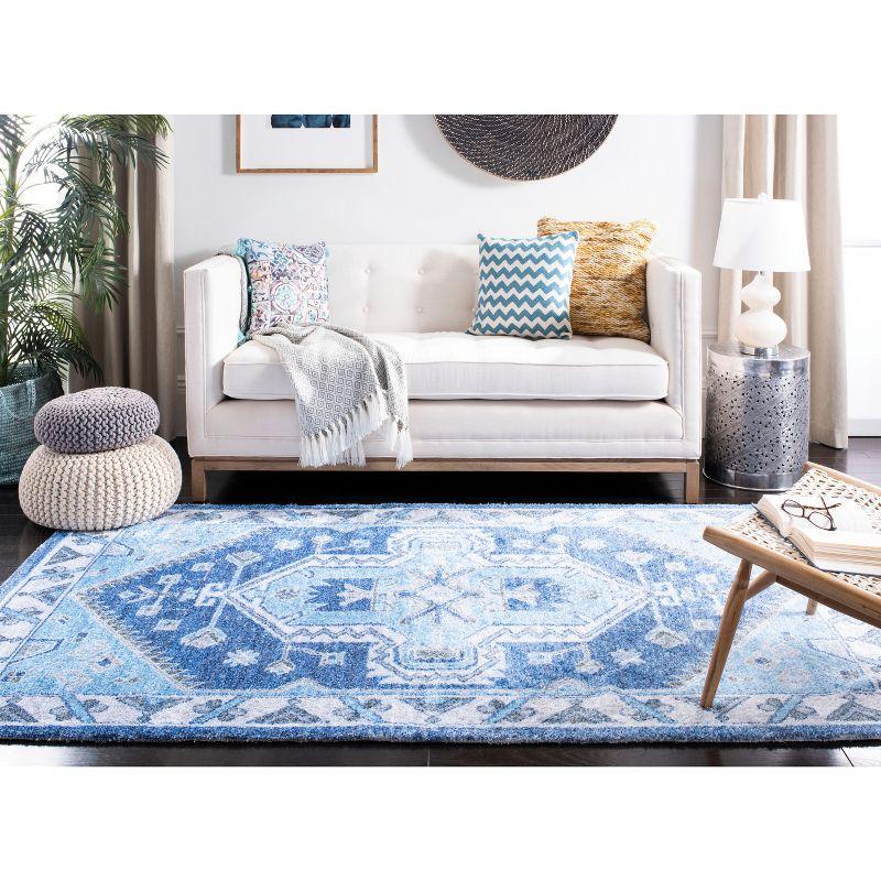 Saffron Blue Ivory 8' x 10' Flat Woven Wool Cotton Rug