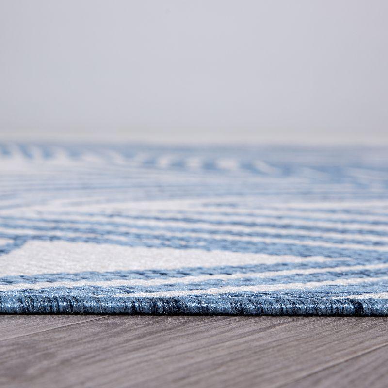 World Rug Gallery Contemporary Distressed Leaves Textured Flat Weave Indoor/Outdoor Area Rug - BLUE 5' X 7'