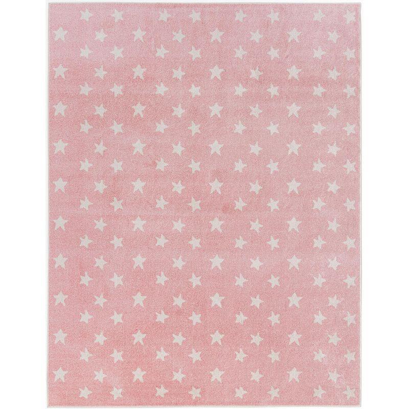 Unique Loom Whimsy Stars Baby Pink/Ivory Kid Rug