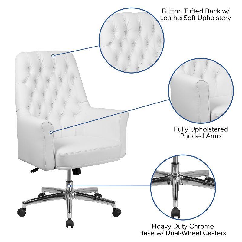 Flash Furniture Mid-Back Traditional Tufted LeatherSoft Executive Swivel Office Chair with Arms