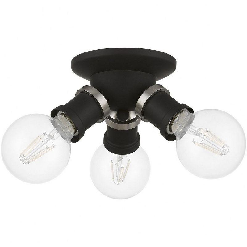 Livex Lighting Lansdale 3 - Light Flush Mount in  Black/Brushed Nickel