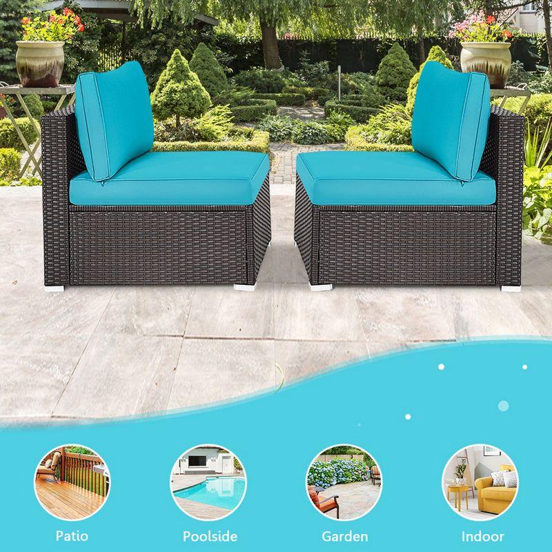 Ivy Bronx Howells 2 Pieces Patio Rattan Armless Sofa Set with Cushions (Set of 2)
