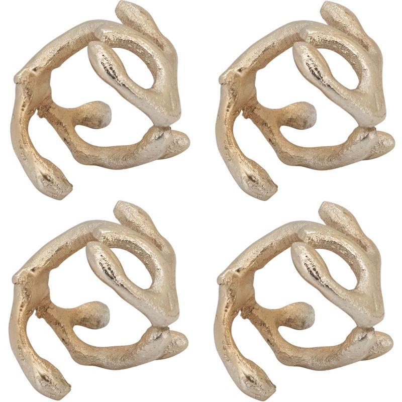 Gold Twigs Design Napkin Rings Set of 4