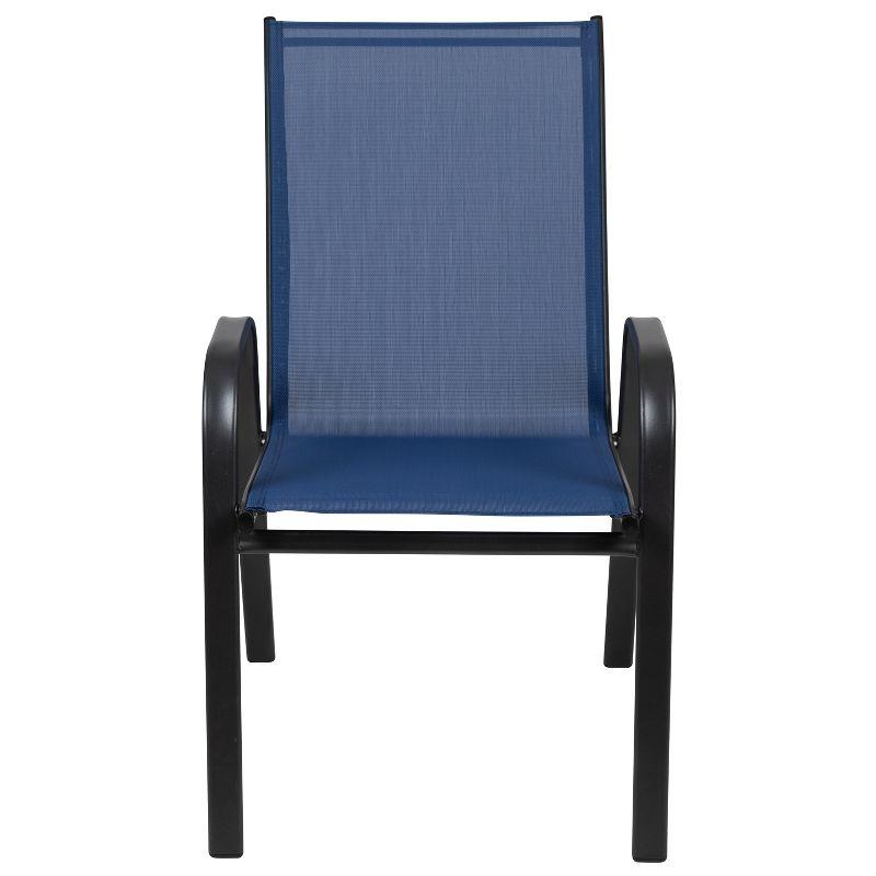 Flash Furniture 4 Pack Brazos Series Navy Outdoor Stack Chair with Flex Comfort Material and Metal Frame