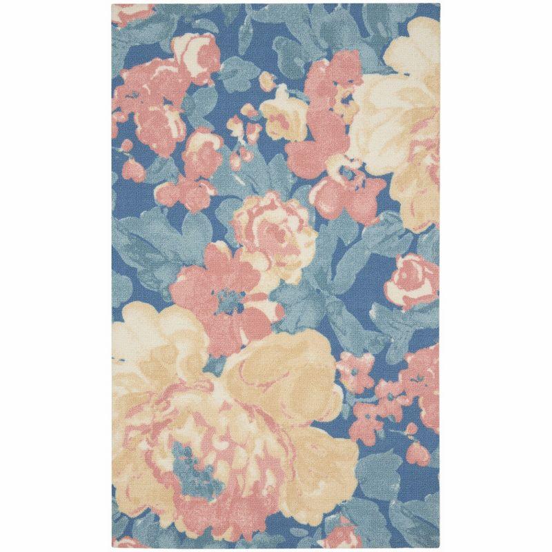 Floral Blue Outdoor Area Rug