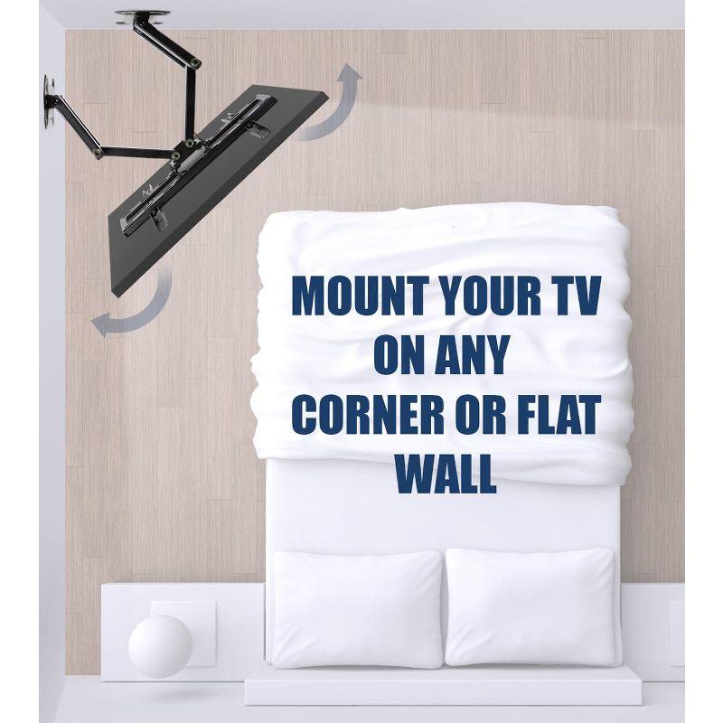 CornerFlex Full-Motion Dual Arm TV Wall Mount Bracket, 32"-55", 66 lbs Capacity