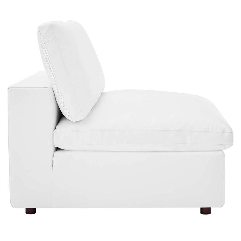 Commix Plush Vegan Leather Armless Lounge Chair in White