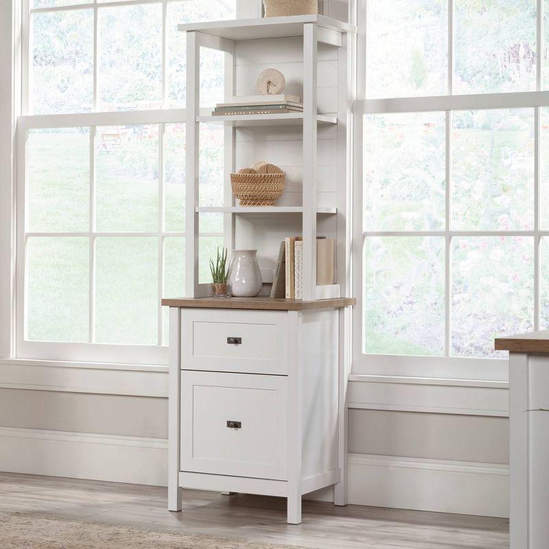 White Coastal Storage Tower with Drawers and Shelves