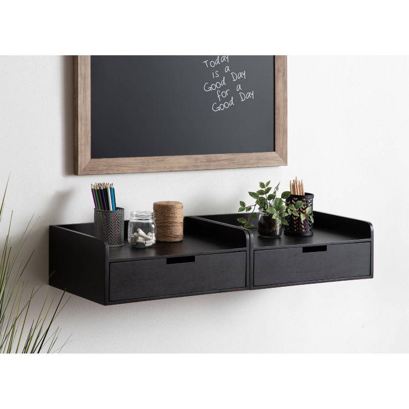 Kate & Laurel All Things Decor 18" x 12" x 6.5" Kitt Floating Shelf Side Table Black: Wall-Mounted, Wood Frame