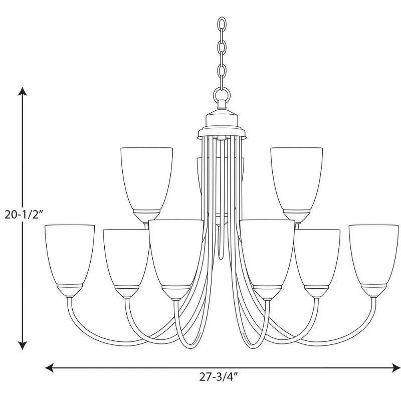 Progress Lighting Gather Collection 9-Light Two-Tier Chandelier, Antique Bronze, White Etched Glass Shades