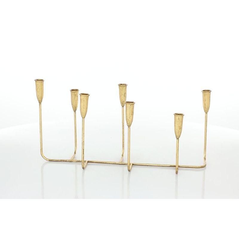 Contemporary Metal Candle Holder Gold - CosmoLiving by Cosmopolitan: Sturdy Base, 7 Taper Capacity, Indoor Use