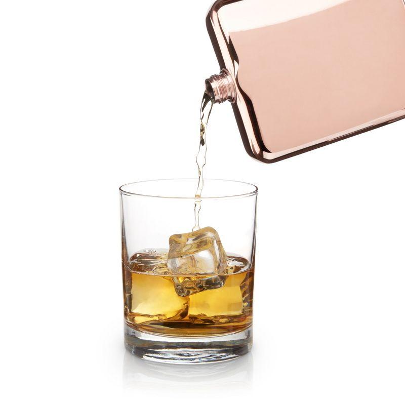 Viski Copper Flask, Stainless Steel Flask with Screw Top, Copper Plated Liquor Flask for Women and Men, 6 Ounces, Copper, Set of 1