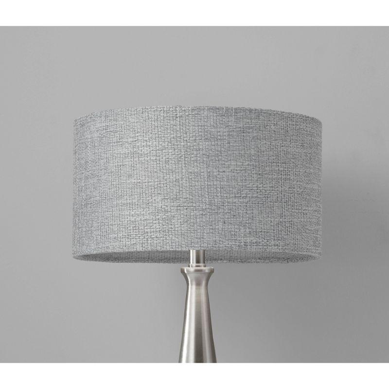 Linda Brushed Steel Table Lamp with Gray Drum Shade