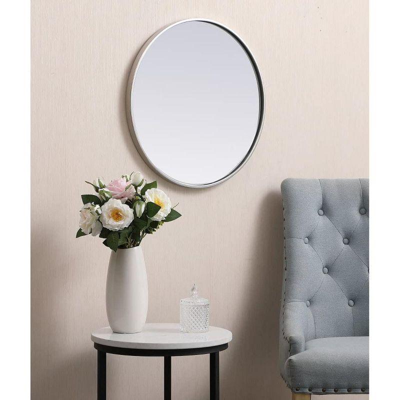 Elegant Lighting Metal frame round mirror 21 inch in Silver