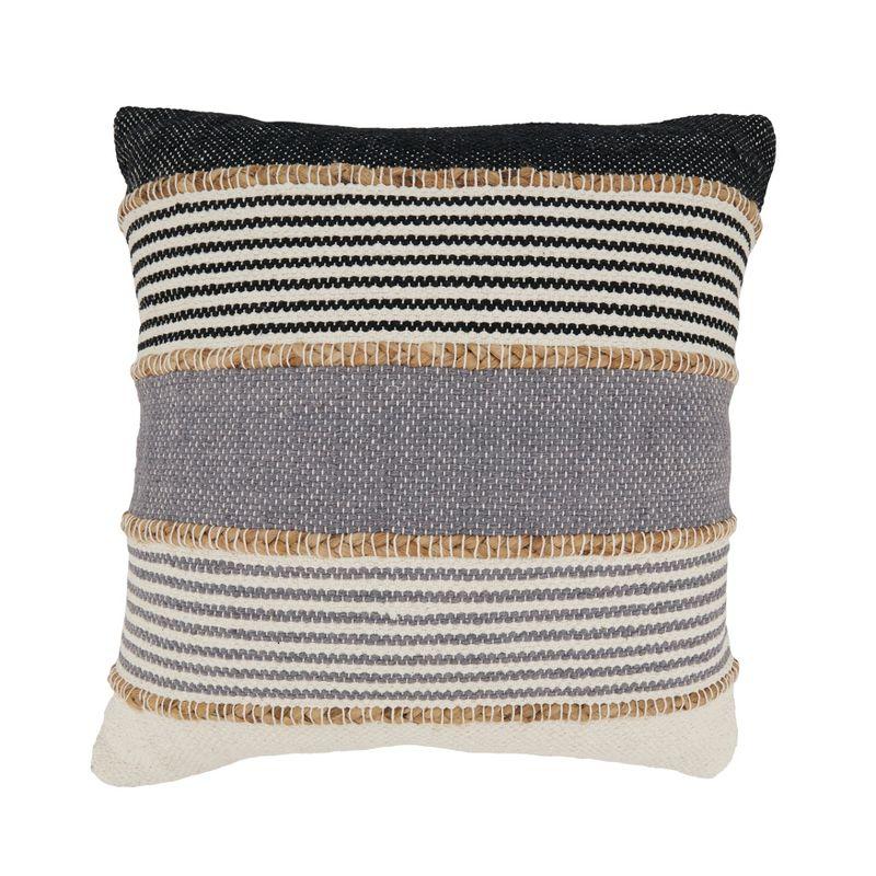 Saro Lifestyle Striped Poly Filled Throw Pillow, Gray, 20"x20"