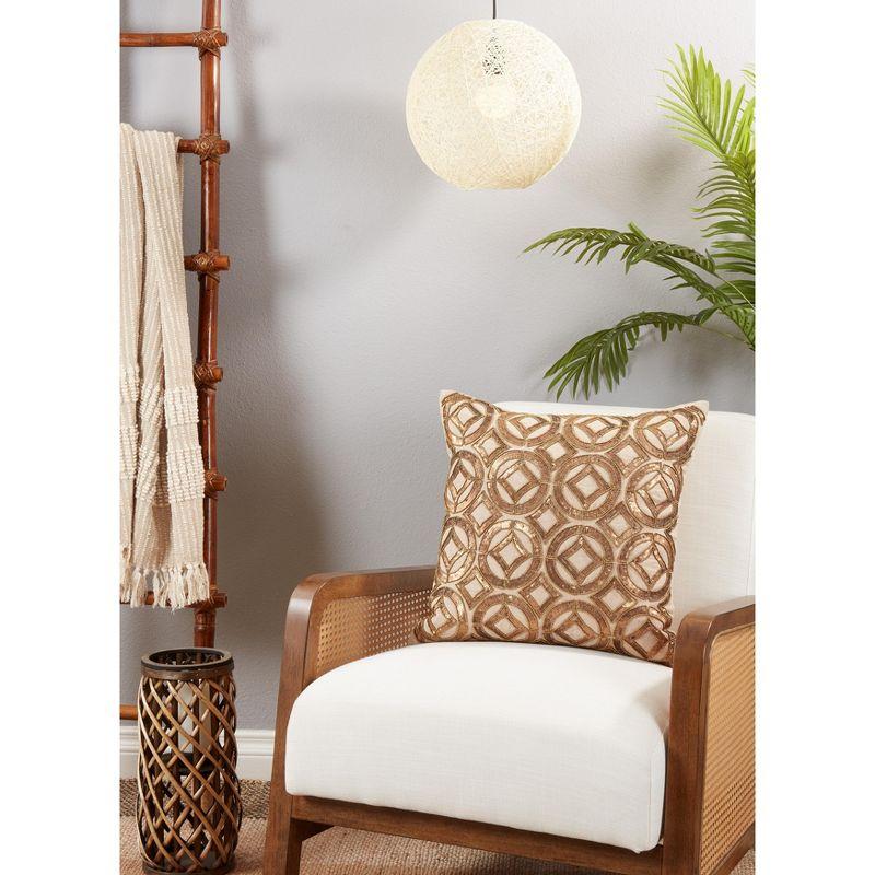 Saro Adelaide Design Sequined Cotton Throw Pillow