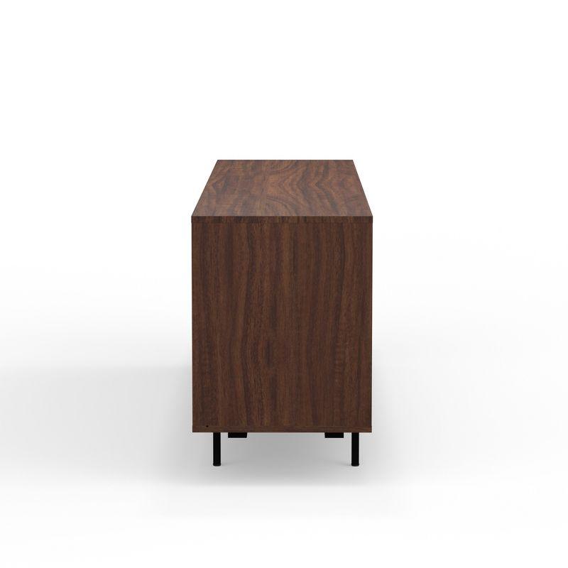 Glenwillow Home Atlas 78" x 28" Highboy Modern TV Stand Cabinet And Sideboard - Walnut Frame, White Door/Drawers, Black Base