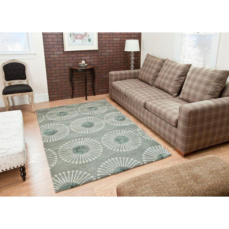 Grey and Ivory Hand-Tufted Wool and Viscose Area Rug