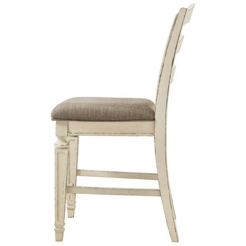 Realyn Counter Height Barstool Chipped White - Signature Design by Ashley: Upholstered, Wood Frame, Ladder-Back