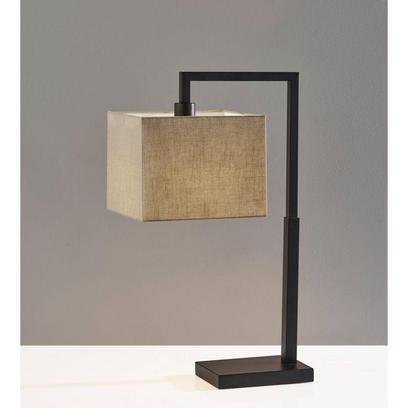 Richard Table Lamp Black - Adesso: Modern Metal Desk Task Lamp with Beige Cotton Shade, ETL Listed