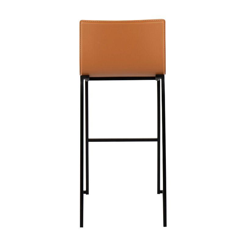 Set of 2 Mara Upholstered Barstools Camel/Black - Lumisource: Faux Leather, Metal Base, Footrest