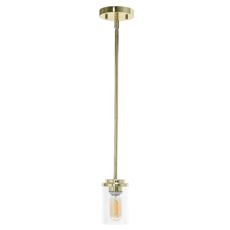 Gold Cylinder Glass Farmhouse Pendant Light