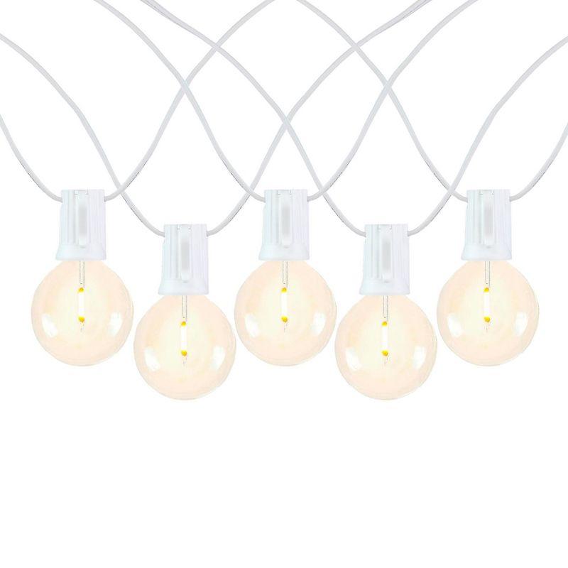 Novelty Lights 50 Feet Warm White LED G50 Globe Plastic Shatterproof Outdoor Patio String Lights, White Wire