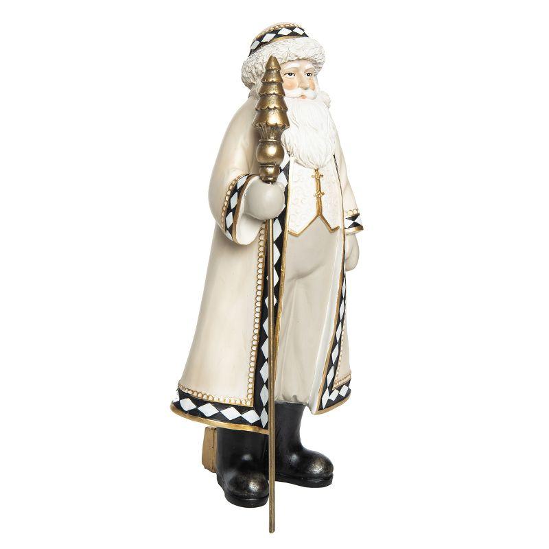 Elegant 16'' White and Gold Resin Santa Figurine