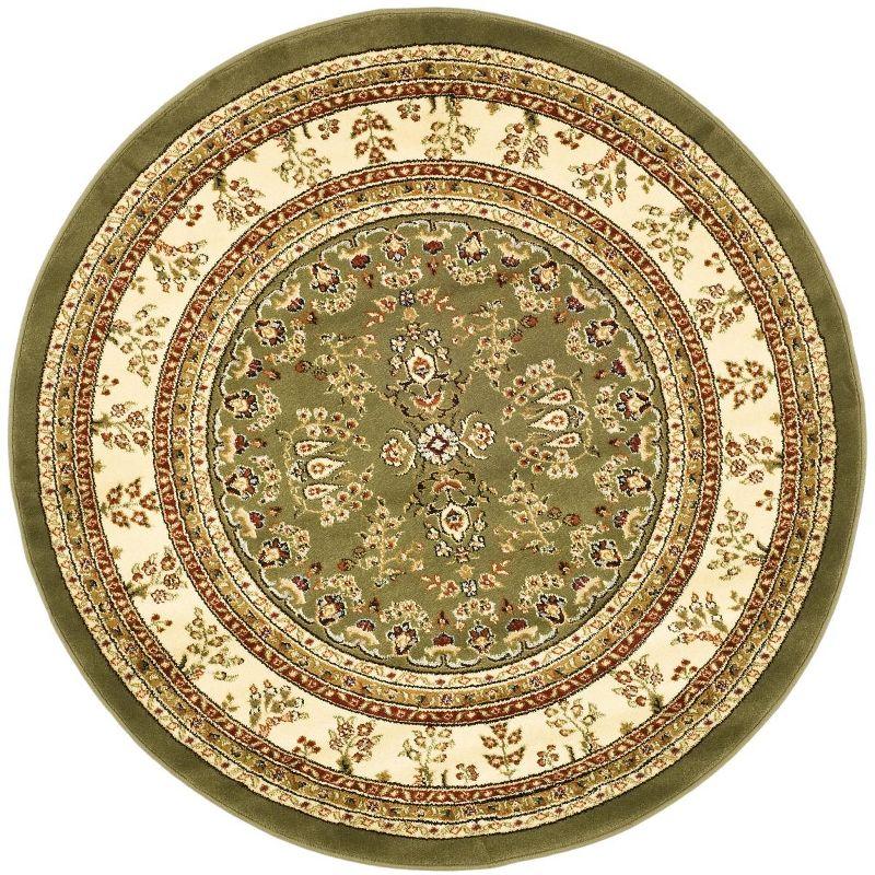 Lyndhurst Sarouk LNH331 Power Loomed Area Rug - Sage/Ivory - 5'3" Round - Safavieh