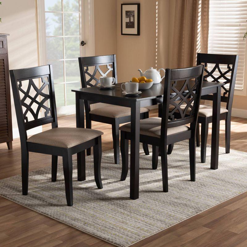 Mael Espresso Wood Dining Set Sand - Baxton Studio