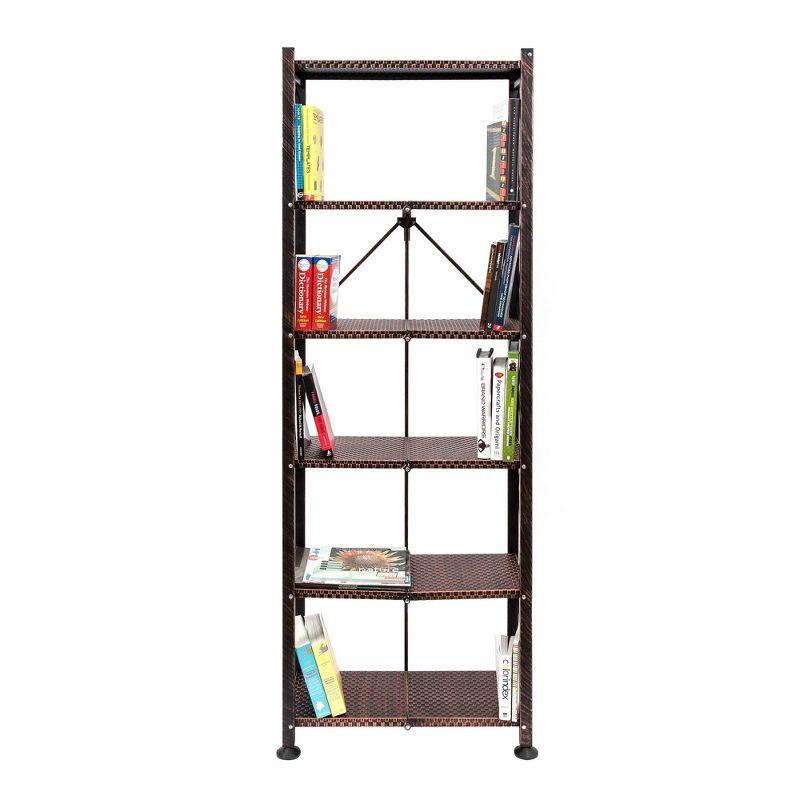 Origami 6 Tier Classic Stamped Steel Bookcase Organizer Storage Rack