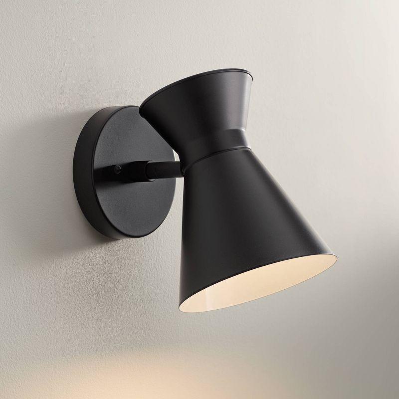 John Timberland Vance Mid Century Modern Wall Light Sconce Black Hardwire 6" Fixture LED Swivel Head for Bedroom Bathroom Vanity Reading Living Room