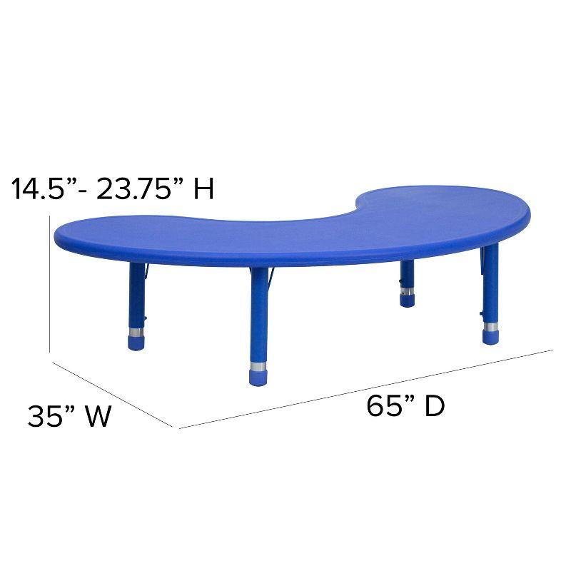 35"Wx65"L Half-Moon Plastic Adjustable Activity Table-School Table for 8