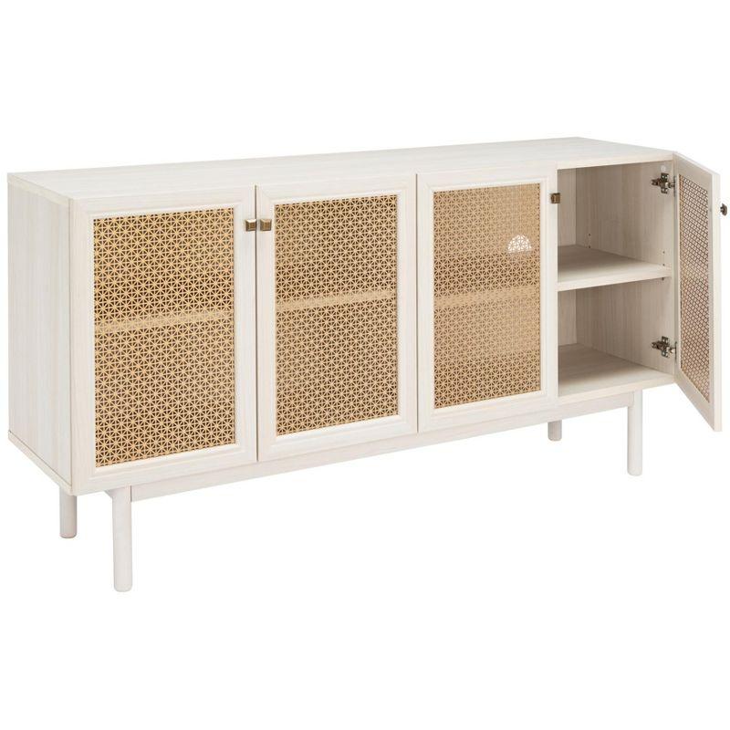 Piran 4 Door 2 Shelf Media Stand - MED9611 - Bleached White/Gold - Safavieh