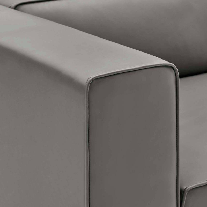 Expansive Gray Vegan Leather Left-Arm Lounge Chair