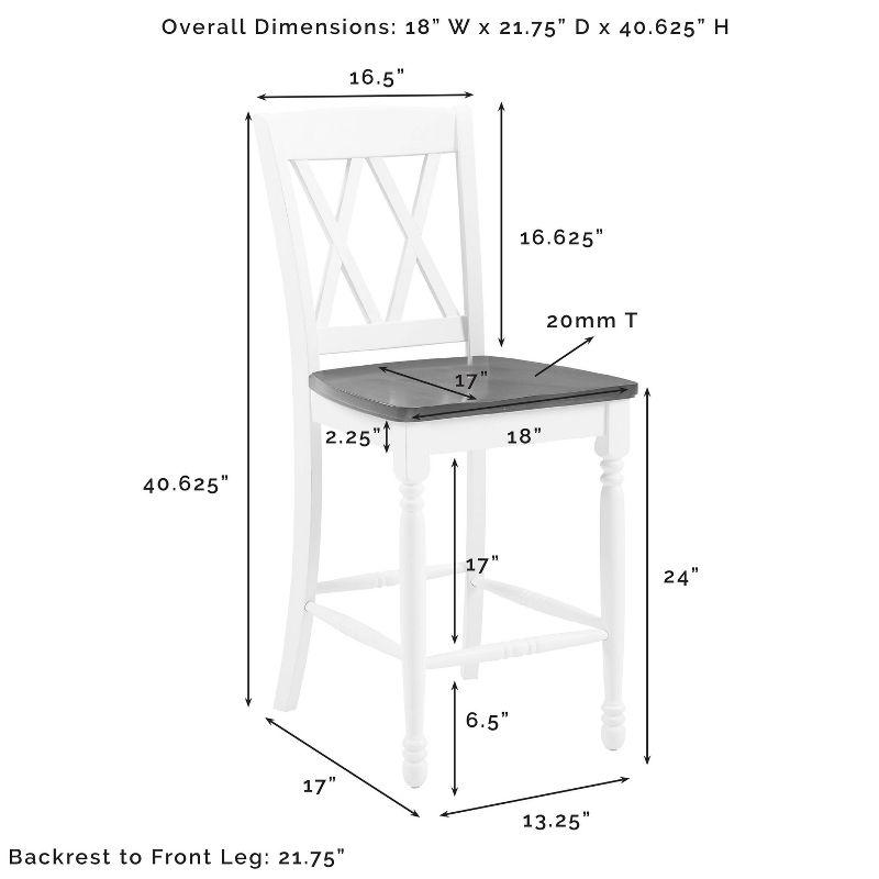 Set of 2 Shelby Counter Height Barstools Distressed White - Crosley: Rubberwood Frame, Non-Upholstered, Traditional Design