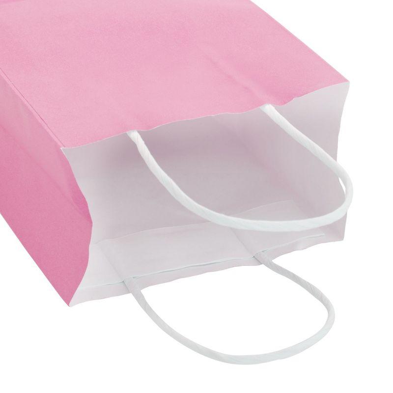 Blue Panda 25-Pack Pink Gift Bags with Handles - Small Paper Treat Bags for Birthday, Wedding, Retail (5.3x3.2x9 In)