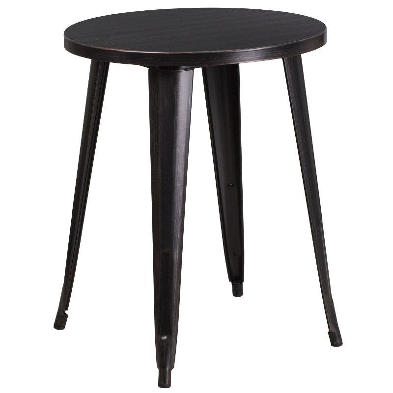 Flash Furniture Commercial Grade 24" Round Black-Antique Gold Metal Indoor-Outdoor Table