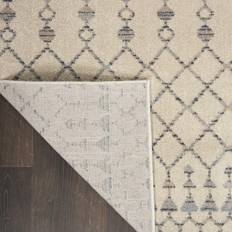 Beige/Grey Geometric Hand-knotted Synthetic Area Rug 5'3" x 7'3"